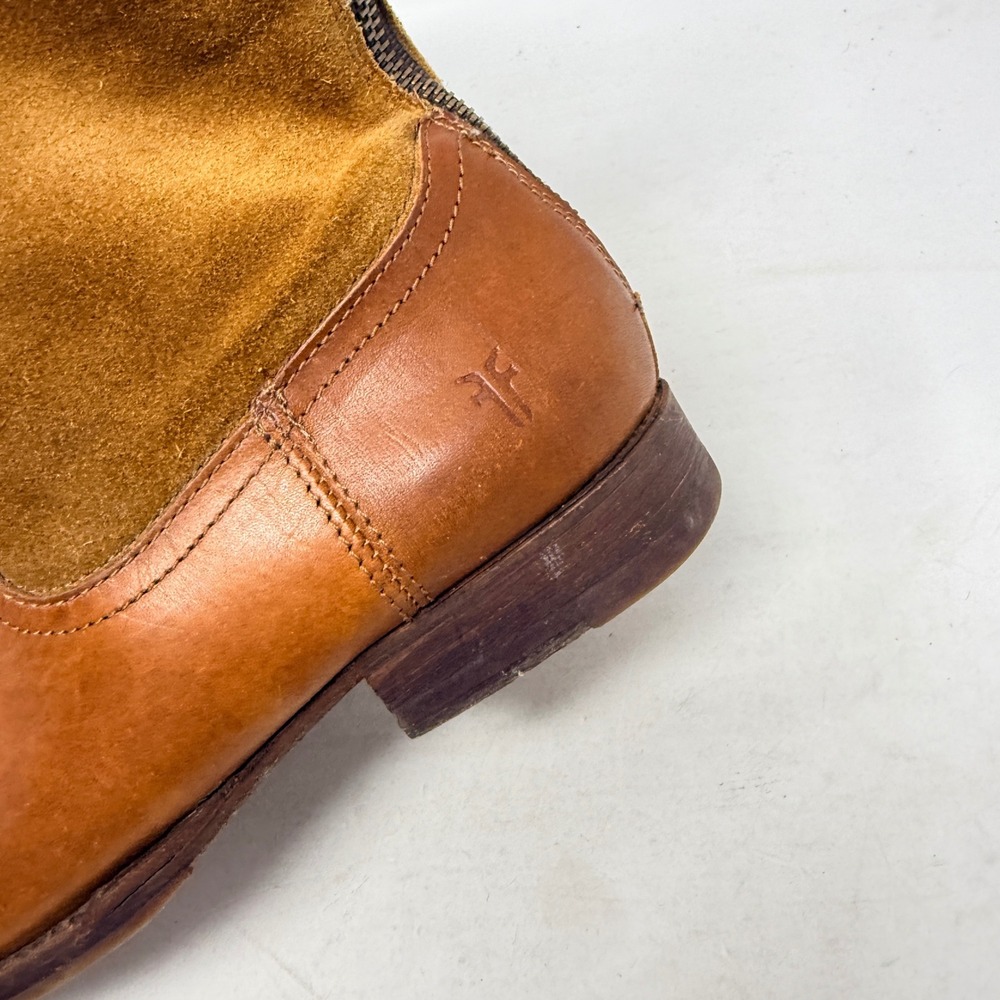 Frye Phillip Back Zip Ankle Boots‎ Brown Leather Suede Size 7 Western Boho - Picture 2 of 10